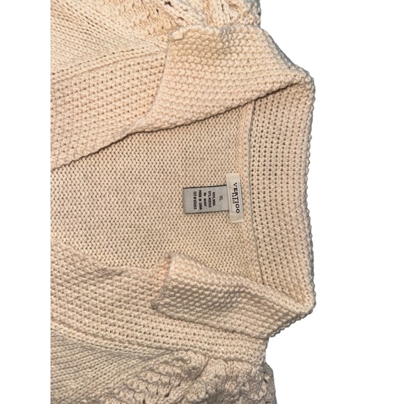 Y2K cottagecore Vertigo Paris Cream Cable Cardigan Sweater Wool Blend Size XL - Picture 4 of 8